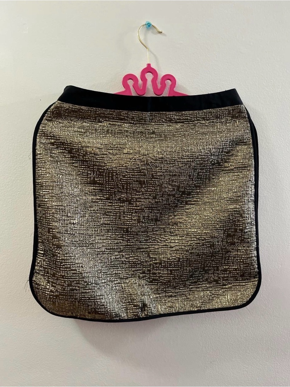 Metaphor Metallic Gold Mini Skirt with Black Trim
